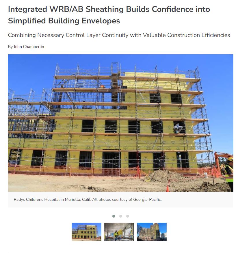 Integrated WRB/AB Sheathing Builds Confidence into Simplified Building Envelopes