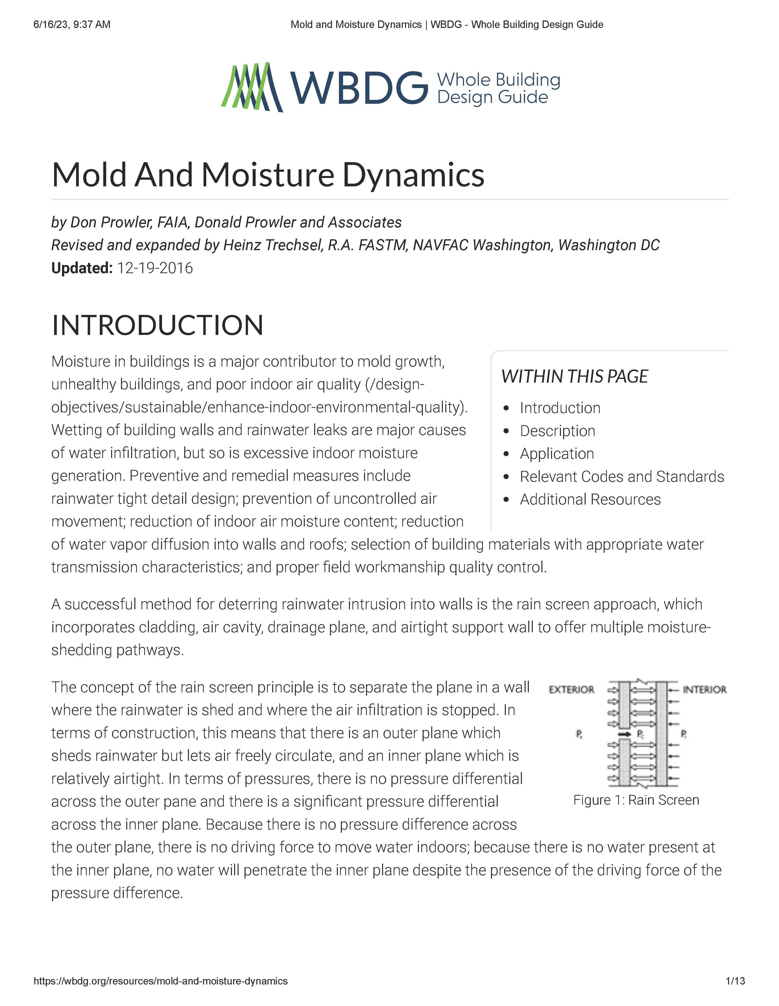 Mold and Moisture Dynamics