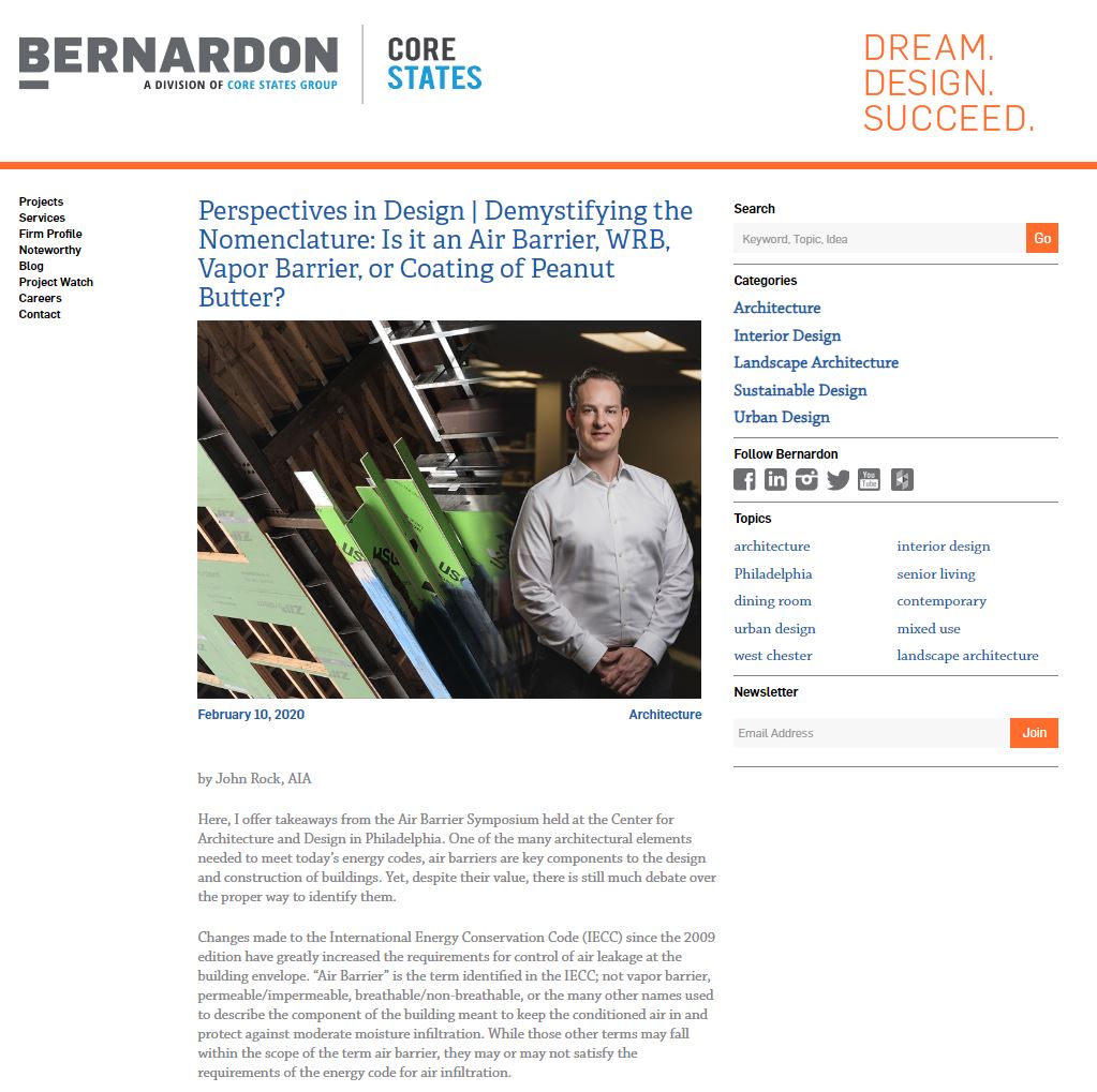 Perspectives in Design | Demystifying the Nomenclature: Is it an Air Barrier, WRB, Vapor Barrier, or Coating of Peanut Butter?