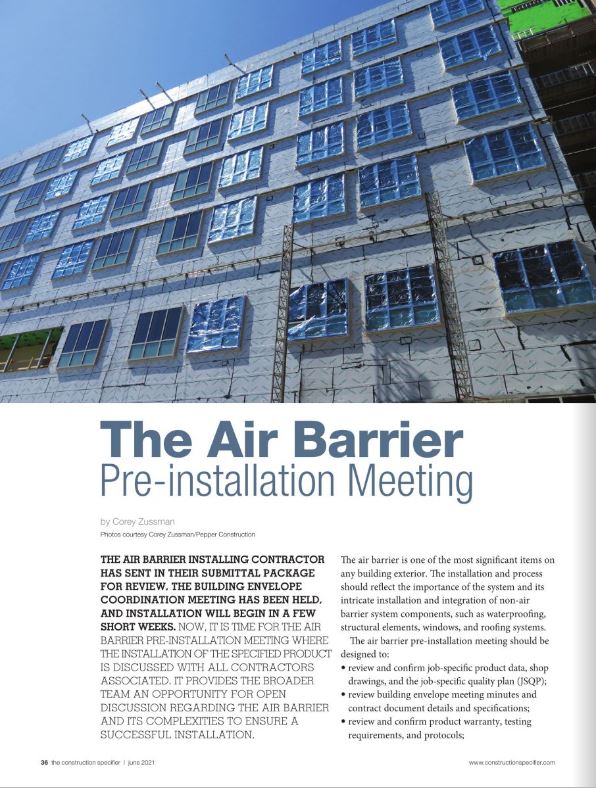 The Air Barrier Pre-Installation Meeting