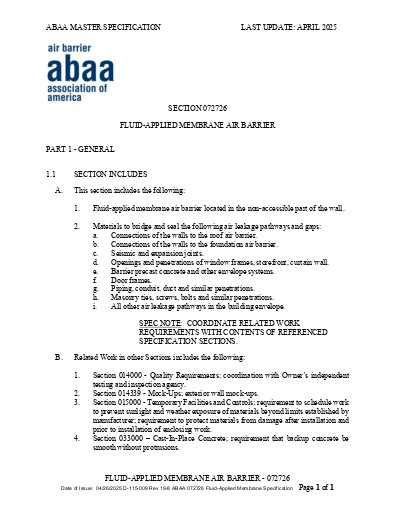 Fluid Applied Membrane Air Barrier